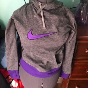 Gray and purple women’s Nike hoodie